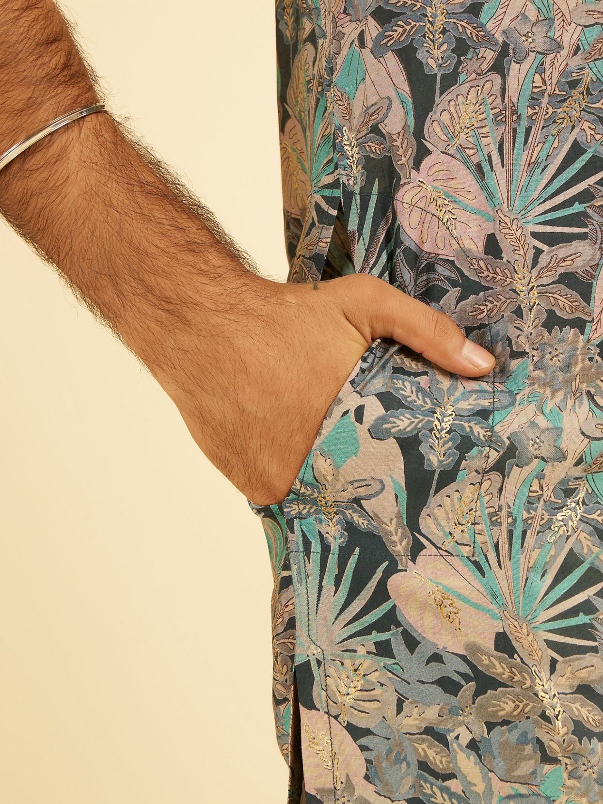 Manyavar Men Teal Blue Vibrancy Kurta