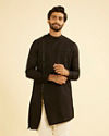 Elegant Black Cotton Mid Length Kurta