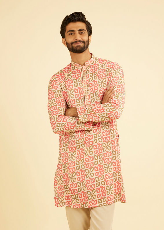 Manyavar Men Pink Festive Charm Kurta