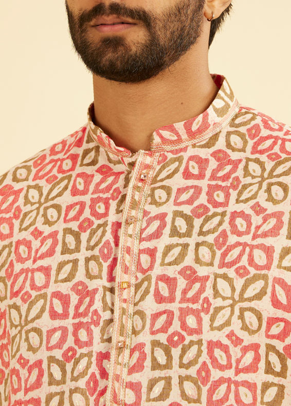 Manyavar Men Pink Festive Charm Kurta