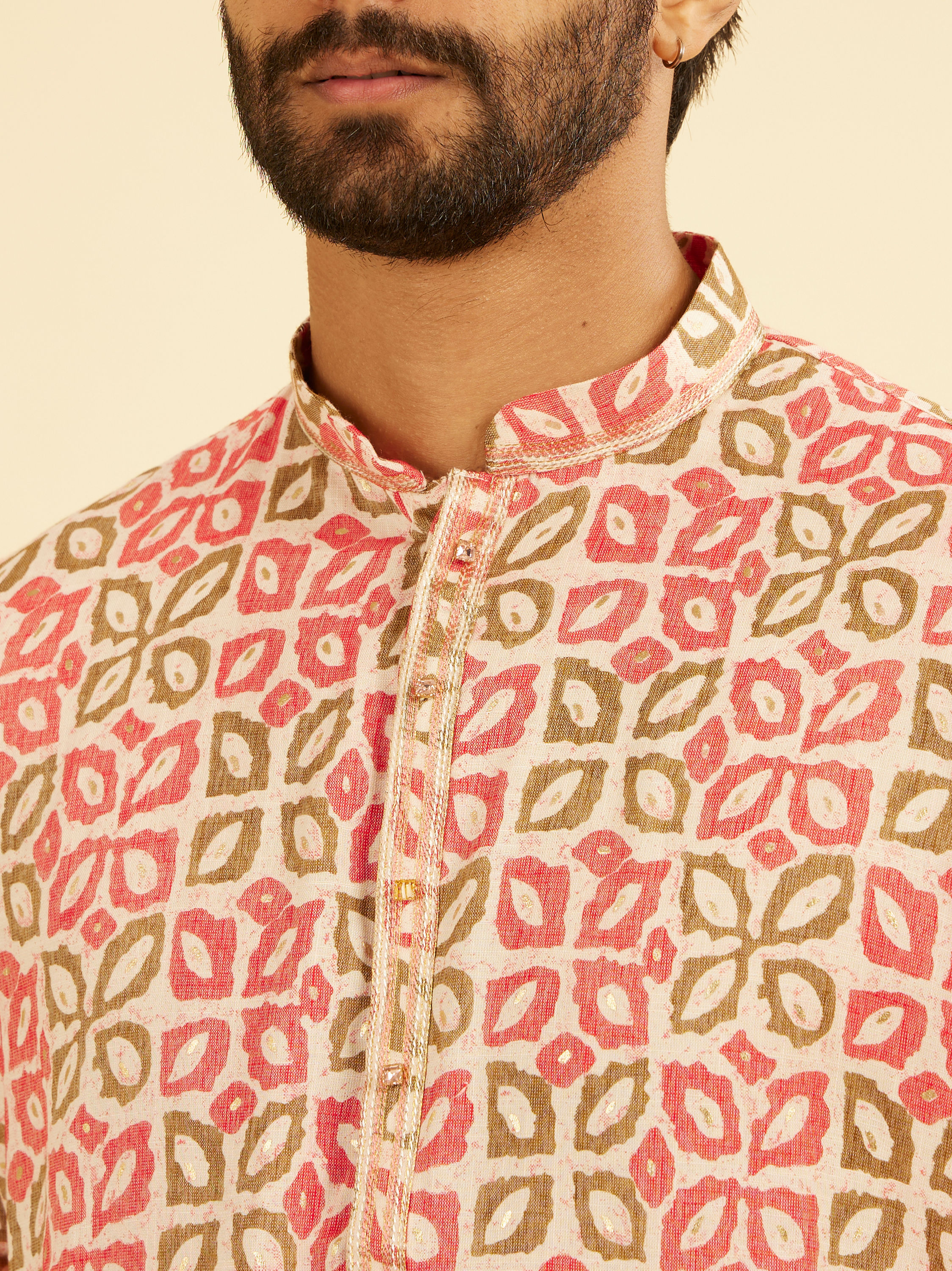 Manyavar Men Pink Festive Charm Kurta