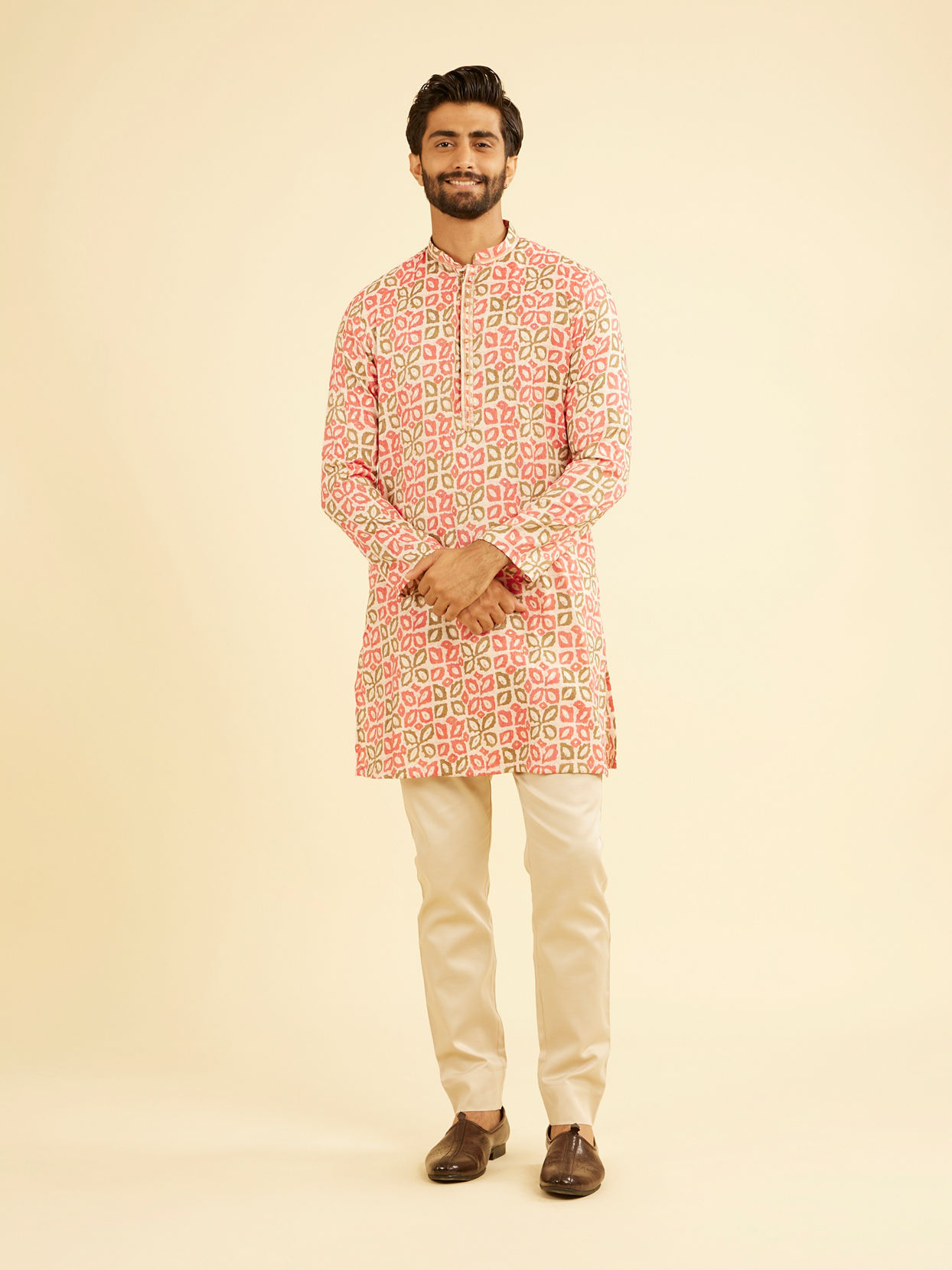 Manyavar Men Pink Festive Charm Kurta