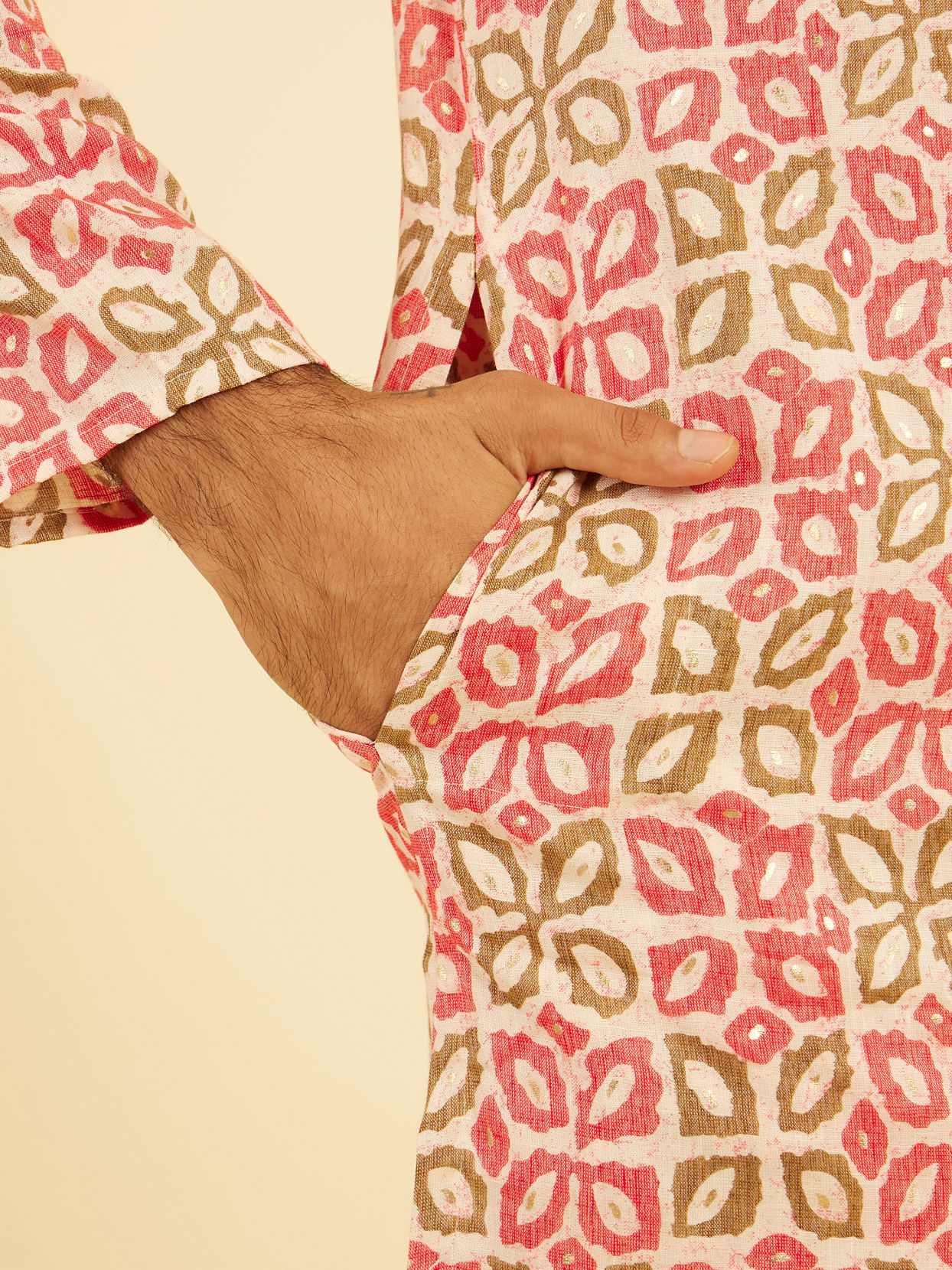 Manyavar Men Pink Festive Charm Kurta