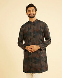Manyavar Men Royal Blue Mid Length Kurta
