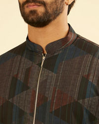 Manyavar Men Royal Blue Mid Length Kurta
