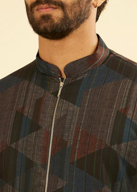 Manyavar Men Royal Blue Mid Length Kurta