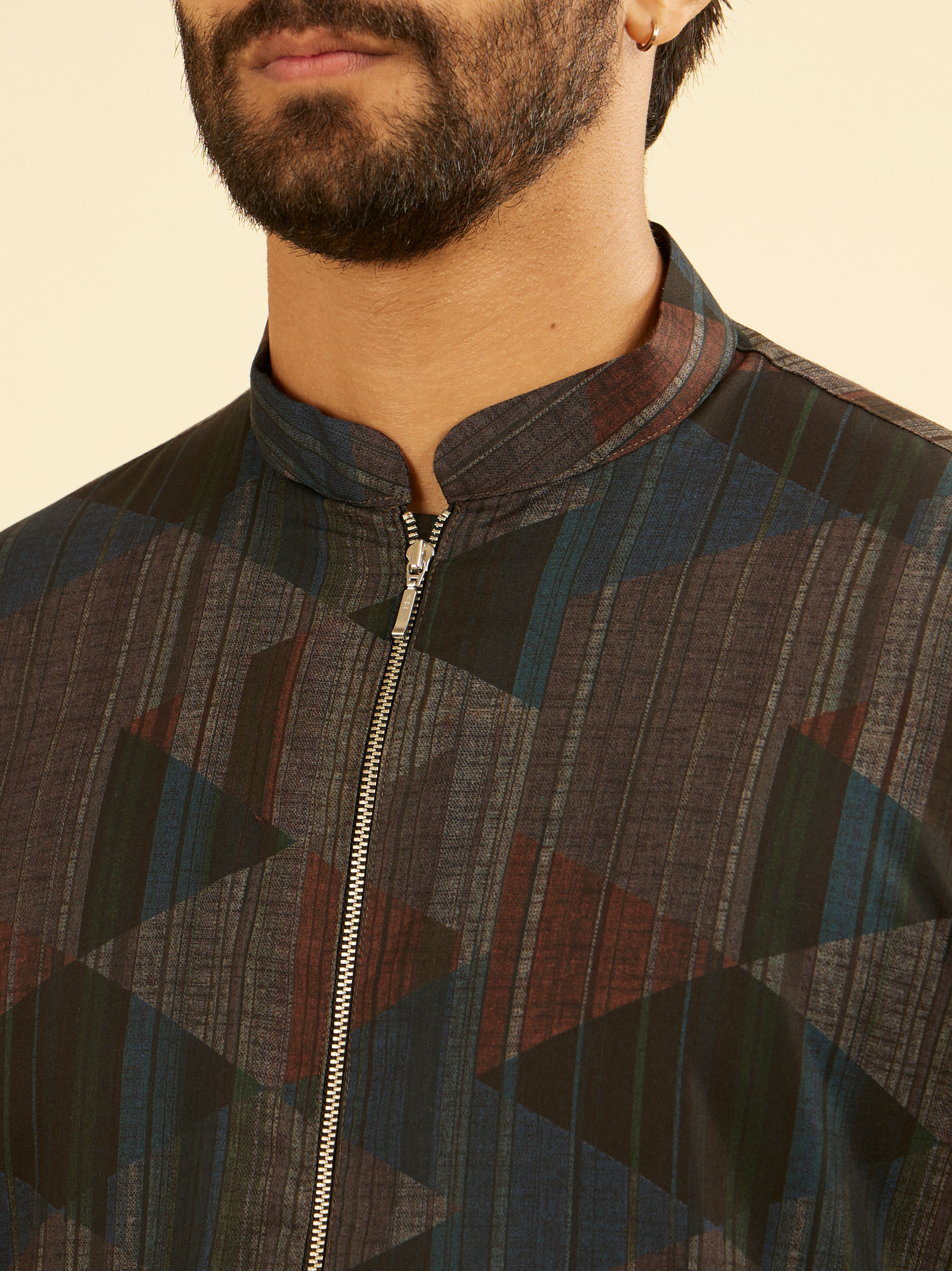 Manyavar Men Royal Blue Mid Length Kurta