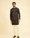 Manyavar Men Royal Blue Mid Length Kurta