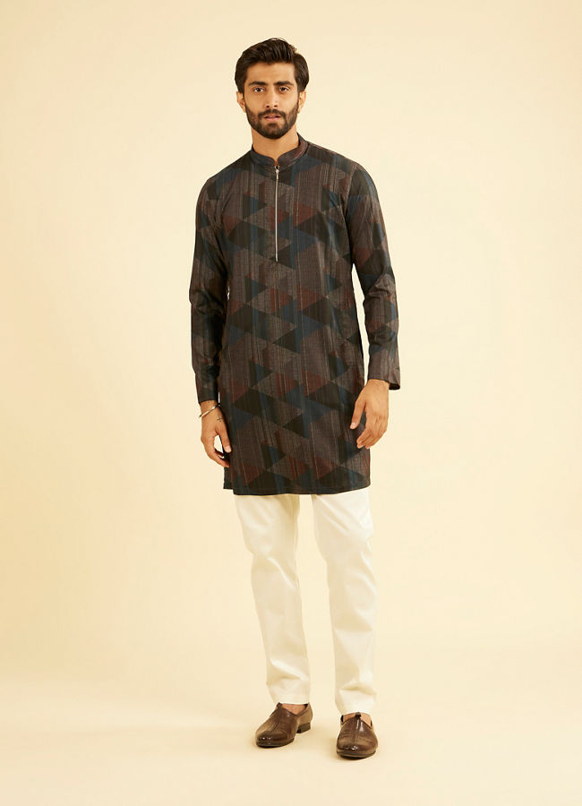 Manyavar Men Royal Blue Mid Length Kurta