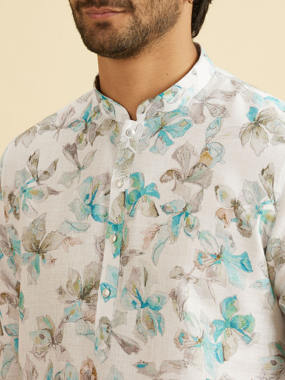 Manyavar Men Elegant White Cotton Kurta