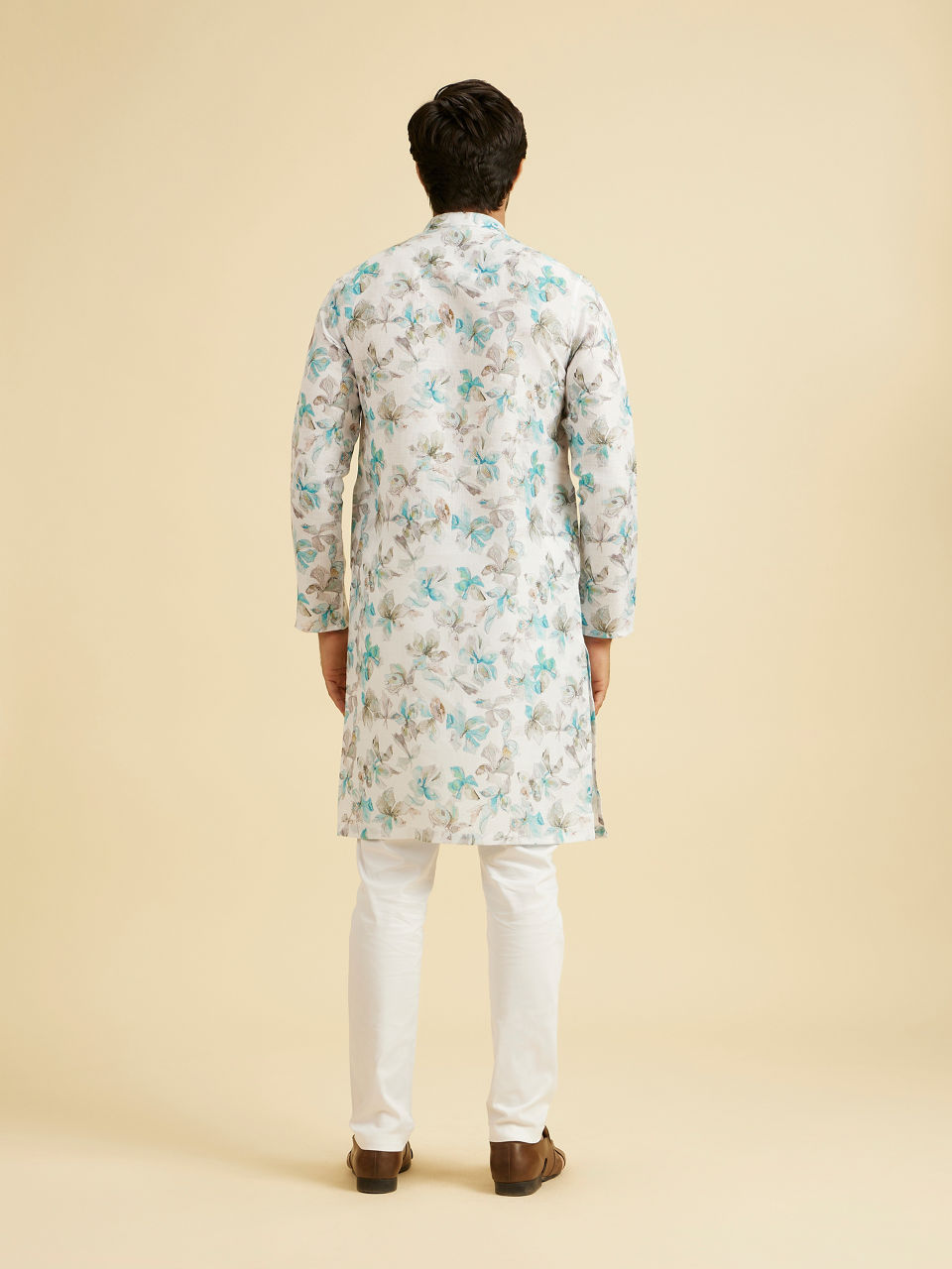 Manyavar Men Elegant White Cotton Kurta