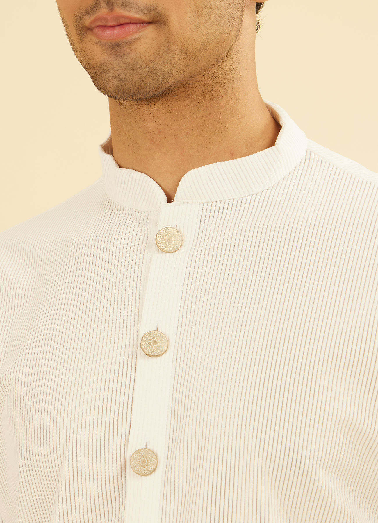 Manyavar Men Graceful White Kurta Mid Length Kurta