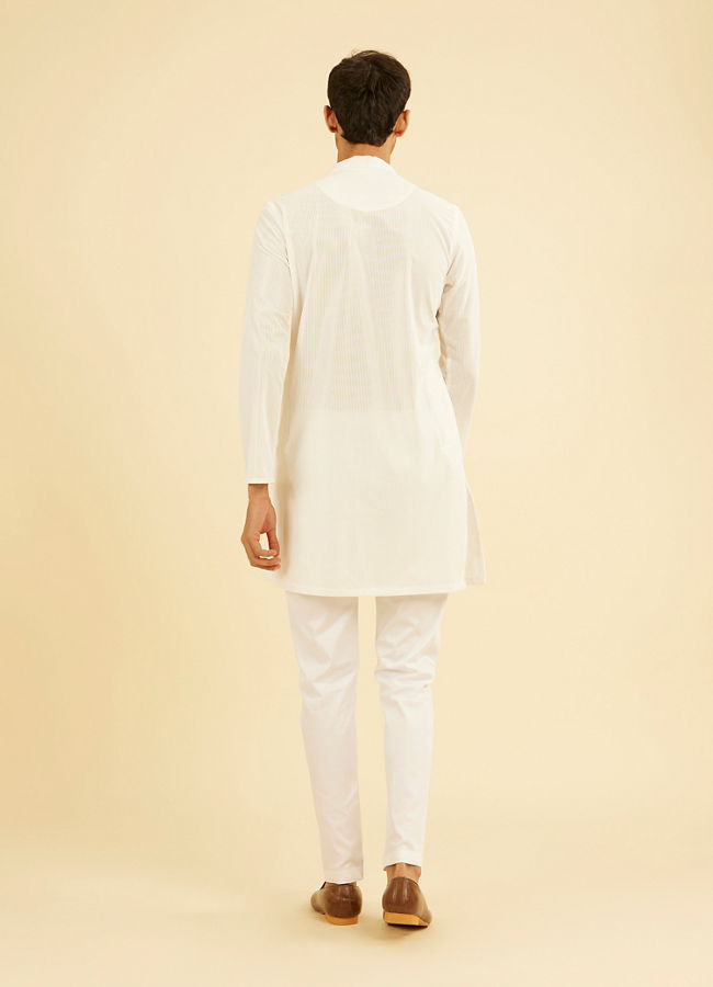 Manyavar Men Graceful White Kurta Mid Length Kurta