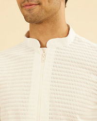 Manyavar Men Ethereal White Mid Length Kurta