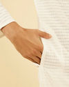Manyavar Men Ethereal White Mid Length Kurta