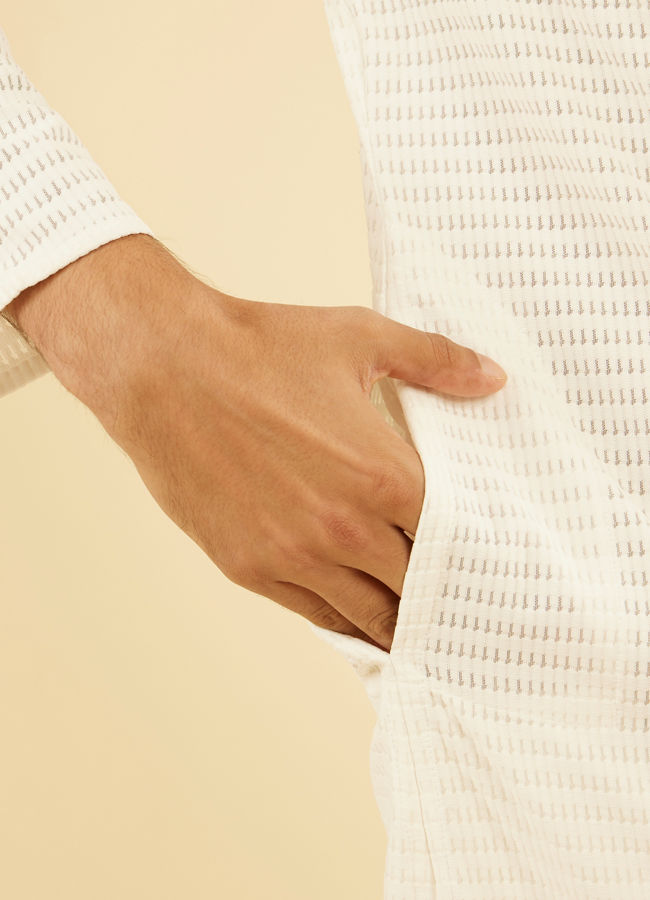 Manyavar Men Ethereal White Mid Length Kurta