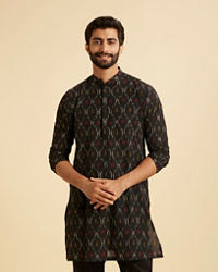 Manyavar Men Black Cotton Elegance Kurta