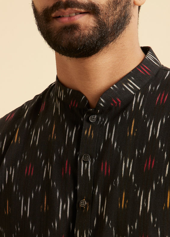Manyavar Men Black Cotton Elegance Kurta