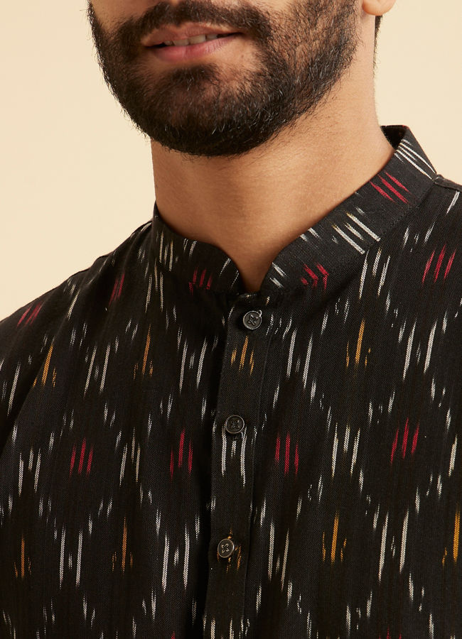 Manyavar Men Black Cotton Elegance Kurta