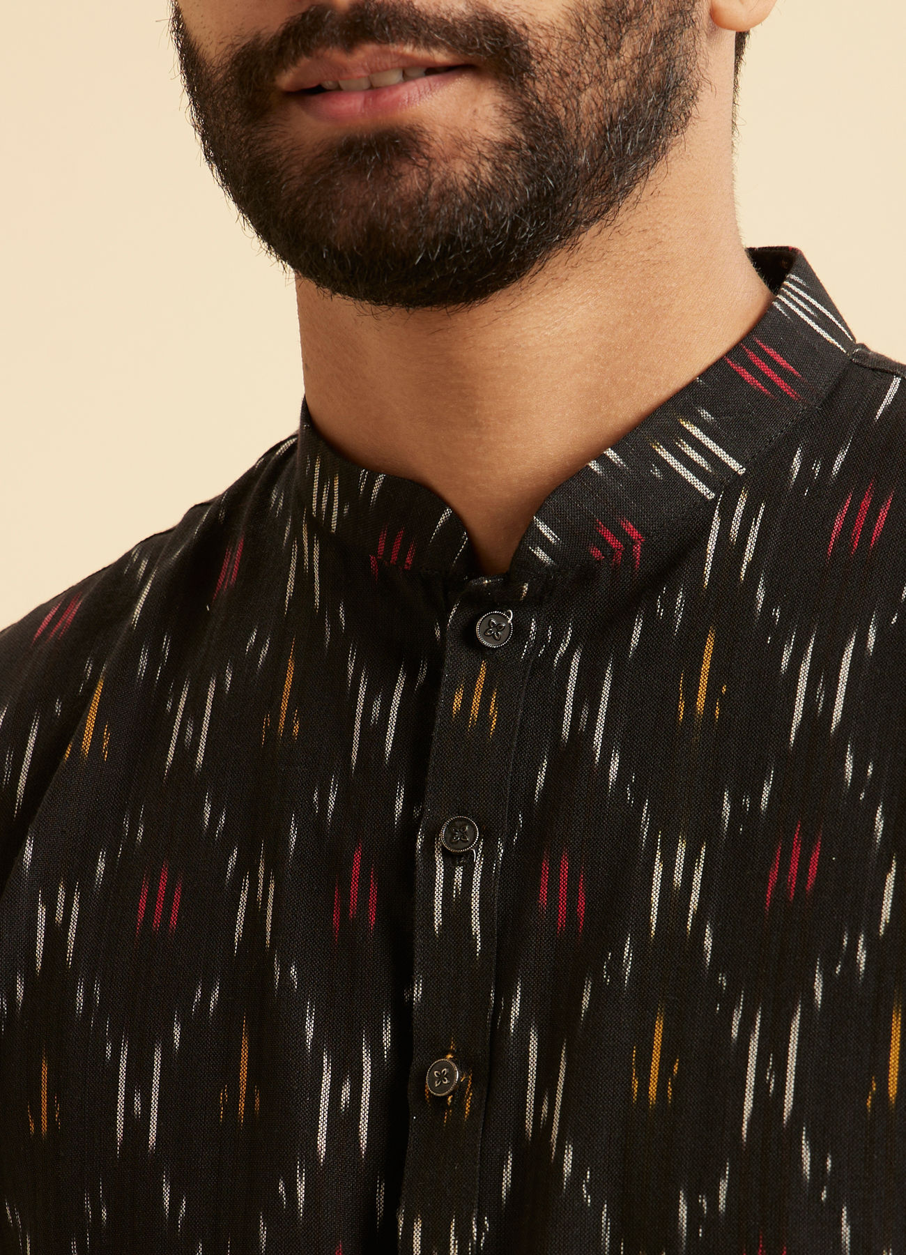 Manyavar Men Black Cotton Elegance Kurta
