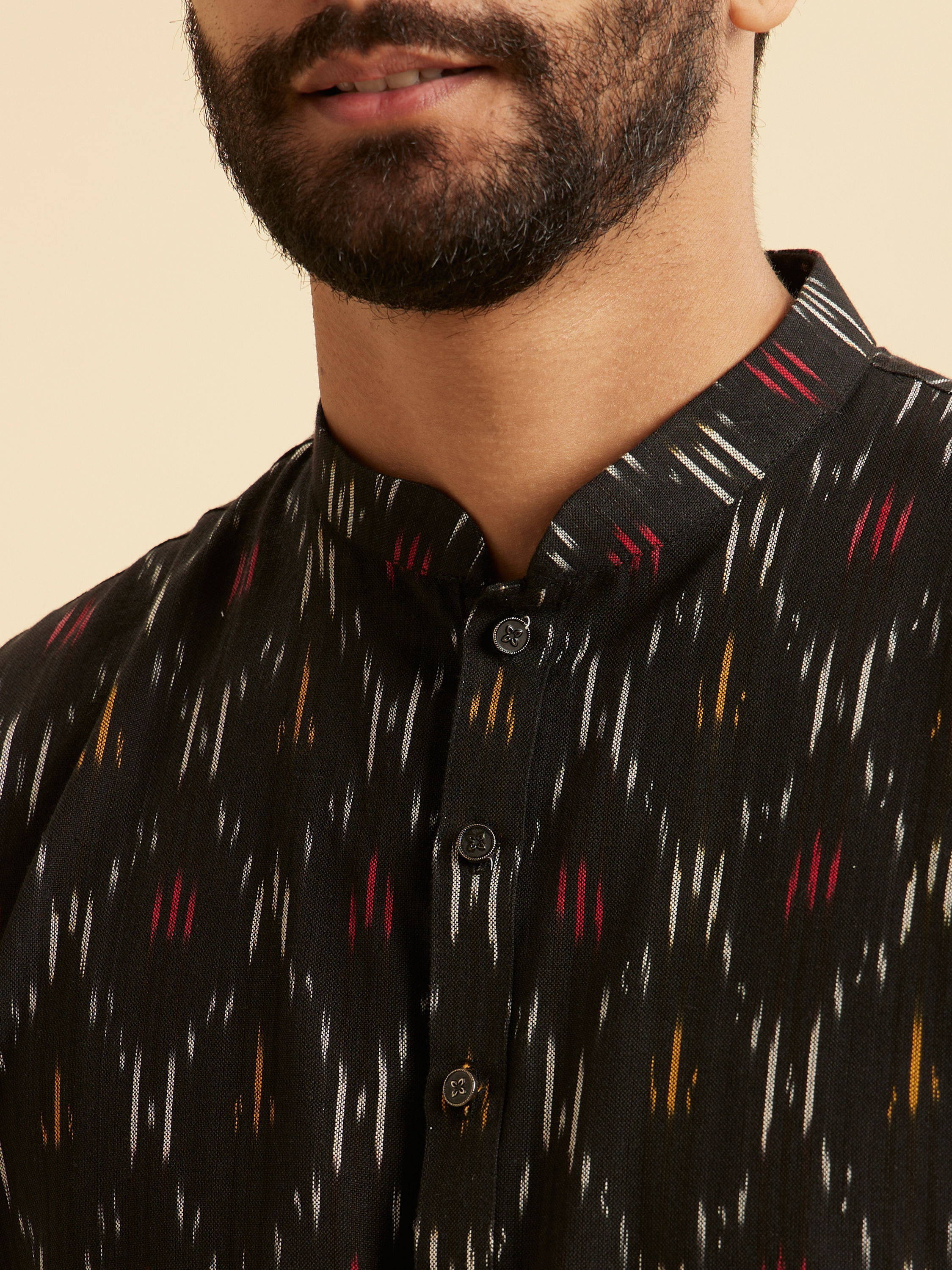 Manyavar Men Black Cotton Elegance Kurta
