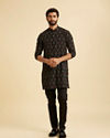 Manyavar Men Black Cotton Elegance Kurta