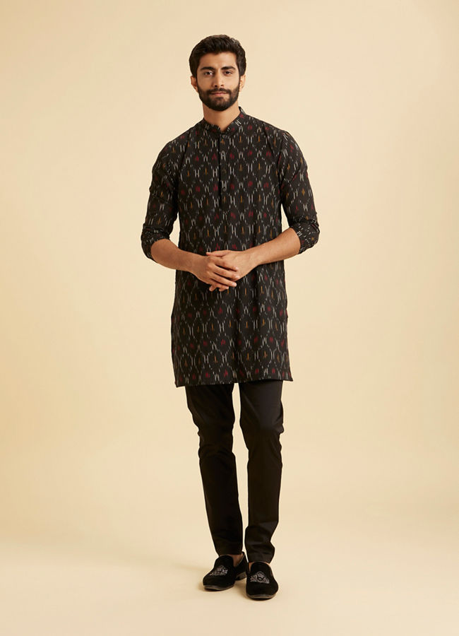 Manyavar Men Black Cotton Elegance Kurta