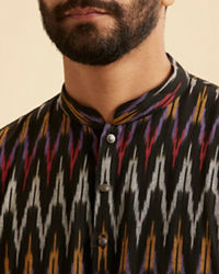 Manyavar Men Black Elegance Mid Length Kurta