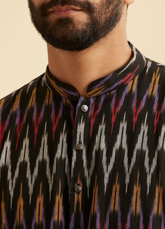 Manyavar Men Black Elegance Mid Length Kurta