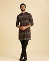 Manyavar Men Black Elegance Mid Length Kurta