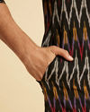 Manyavar Men Black Elegance Mid Length Kurta