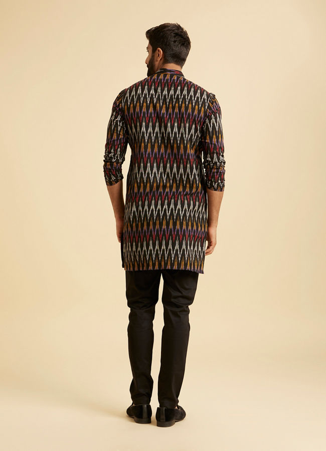 Manyavar Men Black Elegance Mid Length Kurta