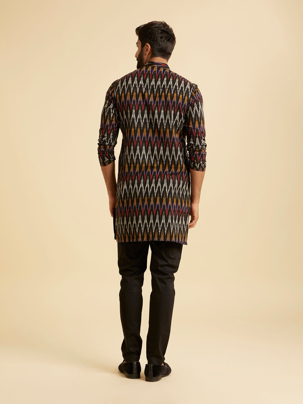 Manyavar Men Black Elegance Mid Length Kurta