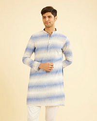Manyavar Men Light Blue Festivity Charm Mid Length Kurta