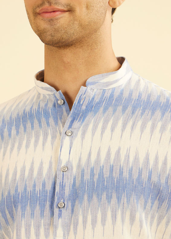 Manyavar Men Light Blue Festivity Charm Mid Length Kurta