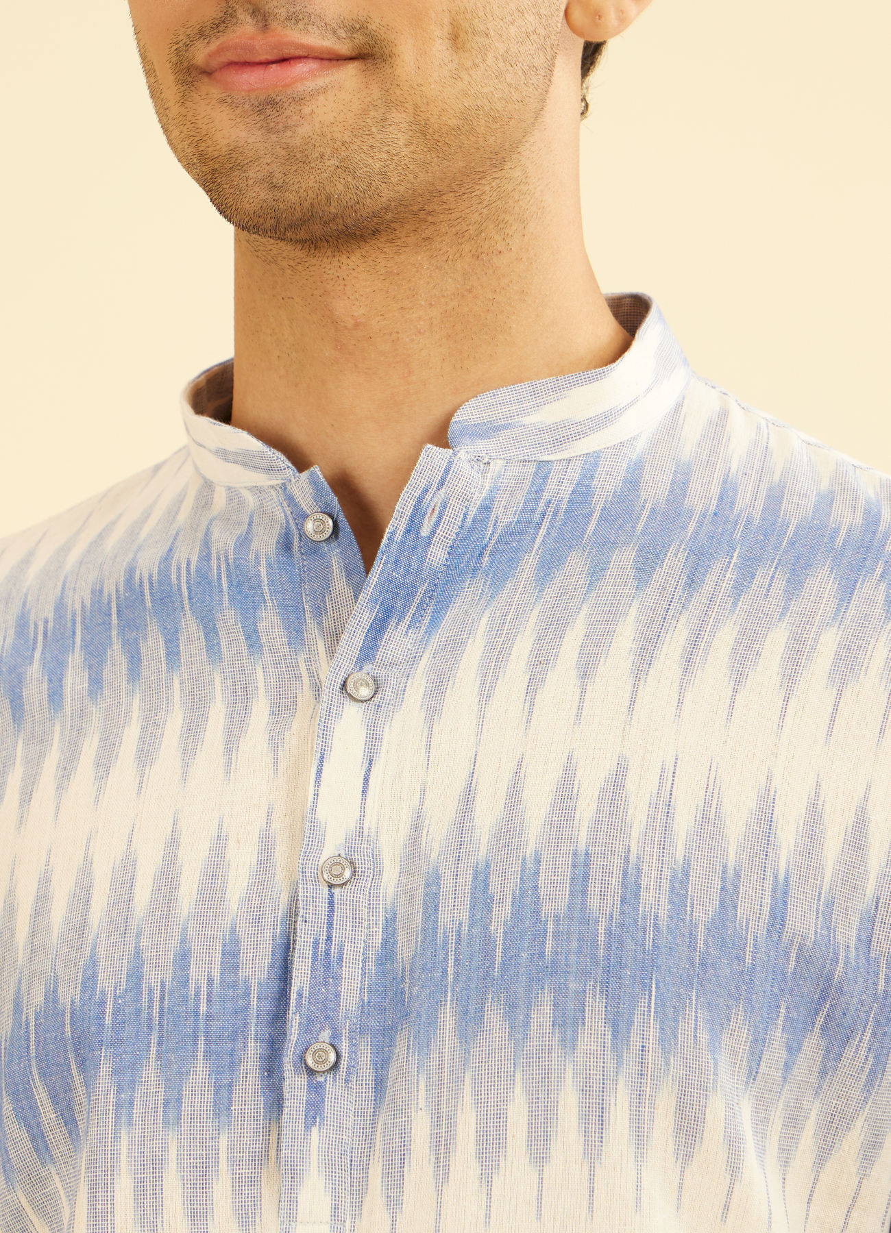 Manyavar Men Light Blue Festivity Charm Mid Length Kurta