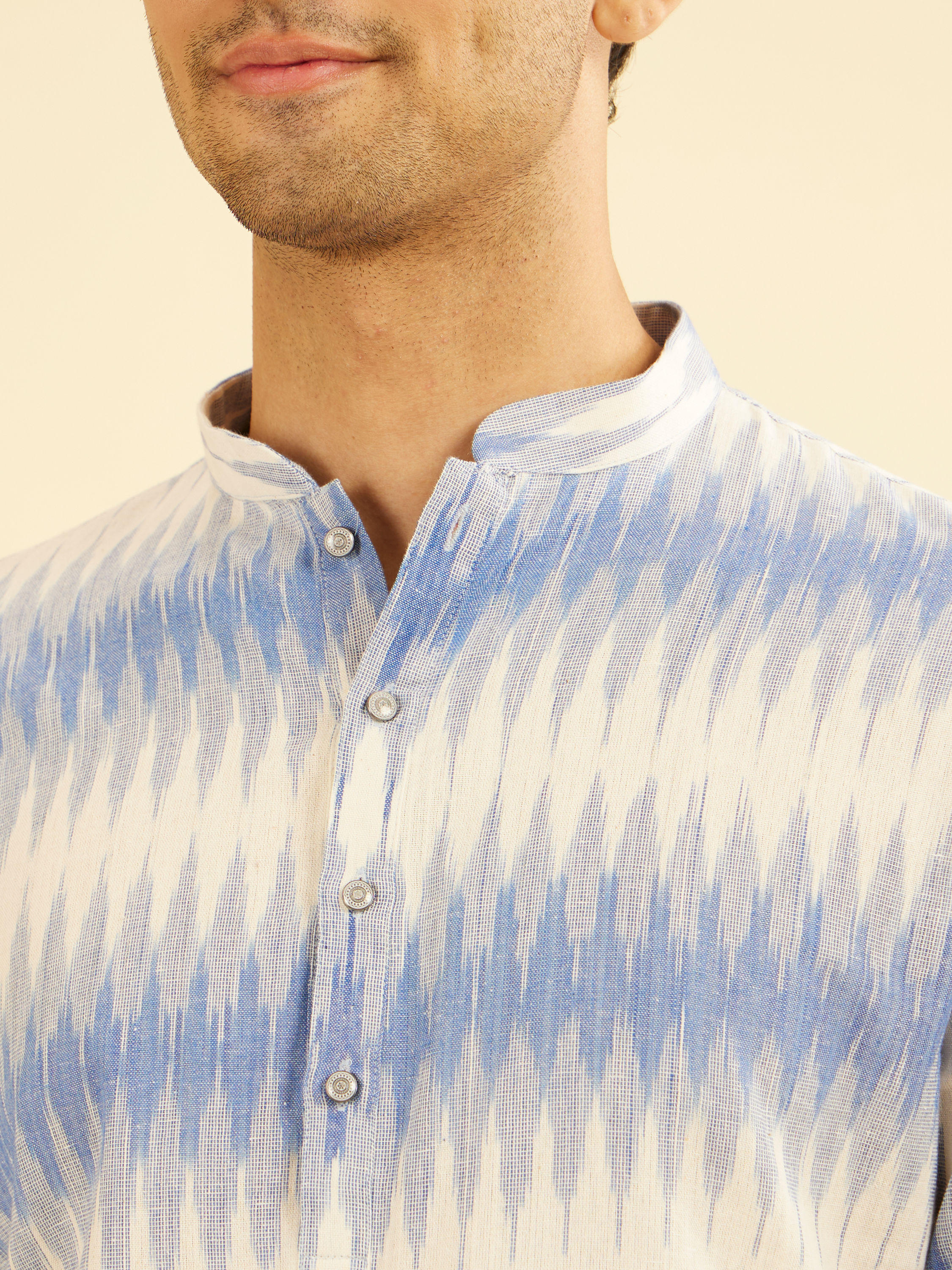 Manyavar Men Light Blue Festivity Charm Mid Length Kurta