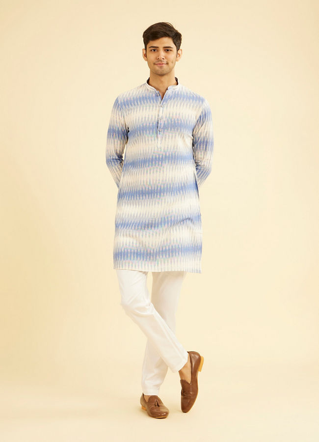 Manyavar Men Light Blue Festivity Charm Mid Length Kurta
