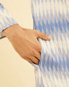 Manyavar Men Light Blue Festivity Charm Mid Length Kurta