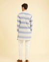 Manyavar Men Light Blue Festivity Charm Mid Length Kurta