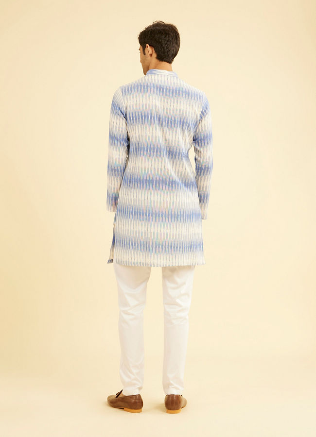 Manyavar Men Light Blue Festivity Charm Mid Length Kurta