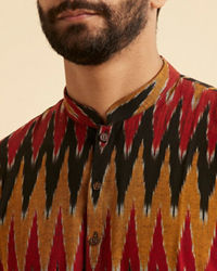 Manyavar Men Mustard Red Mid Length Kurta