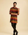 Manyavar Men Mustard Red Mid Length Kurta