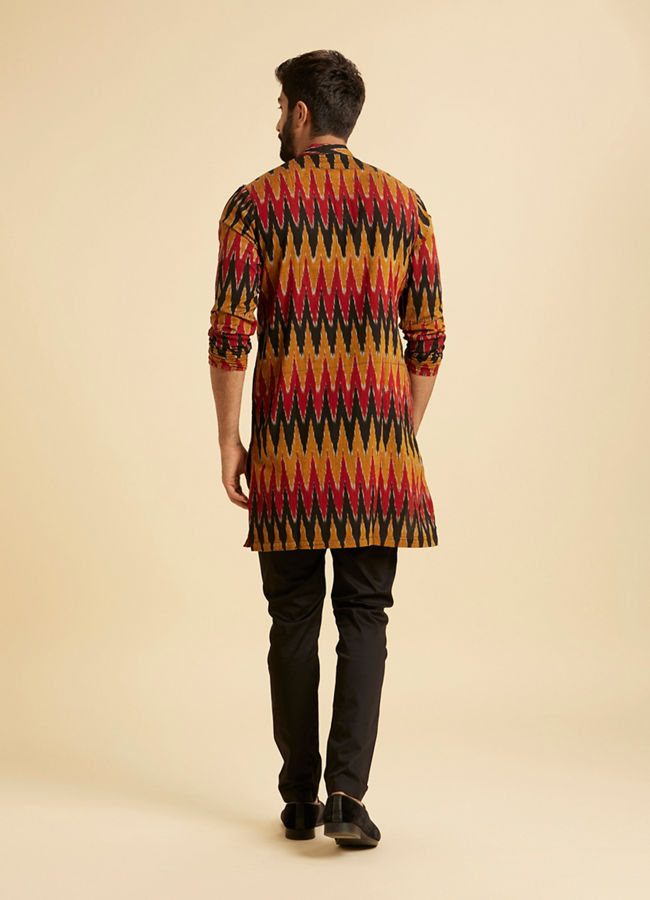 Manyavar Men Mustard Red Mid Length Kurta