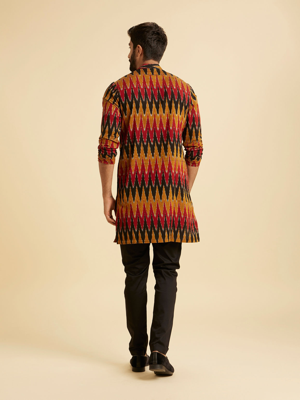 Manyavar Men Mustard Red Mid Length Kurta