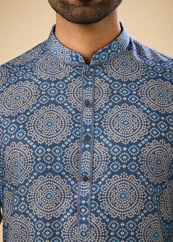 Manyavar Men Regal Blue Mid Length Kurta