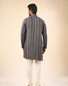Manyavar Men Sparkling Dark Blue Mid Length Kurta