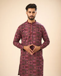 Manyavar Men Glowing Pink Cotton Elegance Kurta