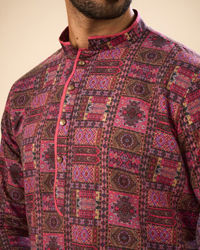 Manyavar Men Glowing Pink Cotton Elegance Kurta