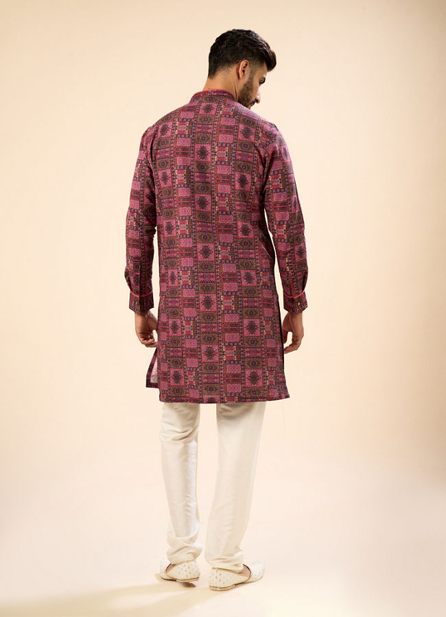 Manyavar Men Glowing Pink Cotton Elegance Kurta